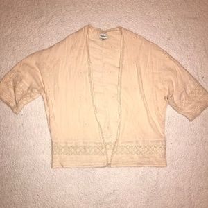 American Eagle Cream Lace Floral Kimono